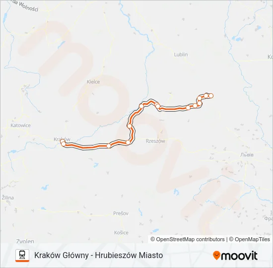 Поезд IC 32110: карта маршрута