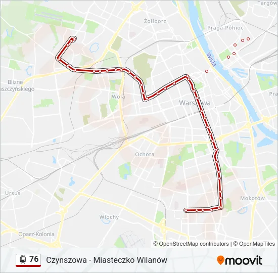 Трамвай 76: карта маршрута