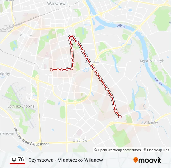 Трамвай 76: карта маршрута