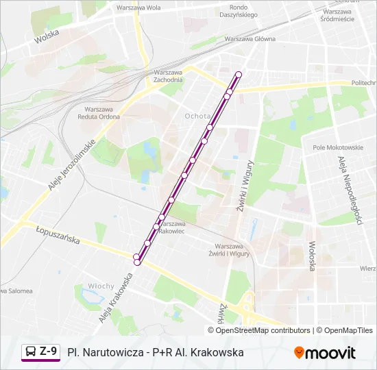 Автобус Z-9: карта маршрута