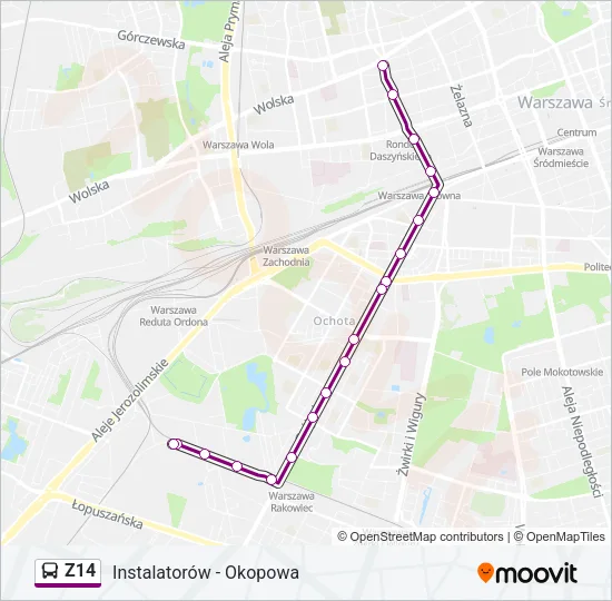 Автобус Z14: карта маршрута