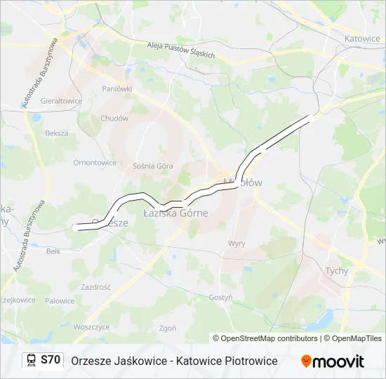 Поезд S70: карта маршрута