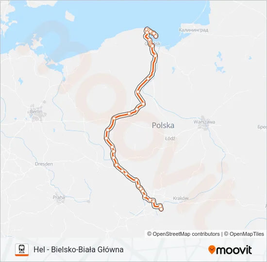 Поезд IC 54154: карта маршрута