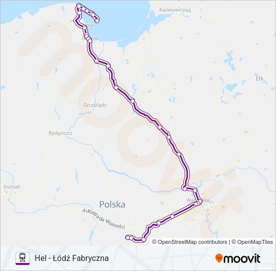 Поезд TLK 51154: карта маршрута