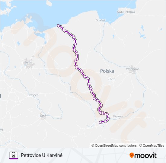 Поезд TLK 84070: карта маршрута