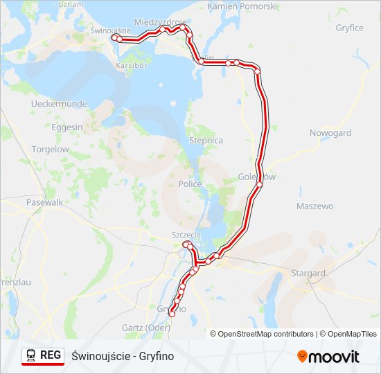 Поезд REG: карта маршрута