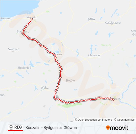 Поезд REG: карта маршрута