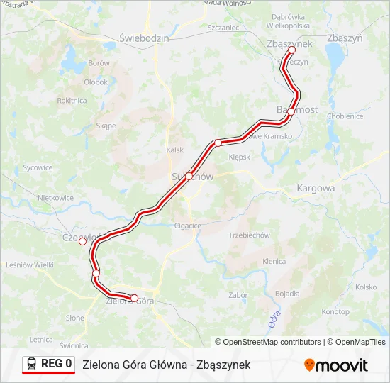 Поезд REG 0: карта маршрута