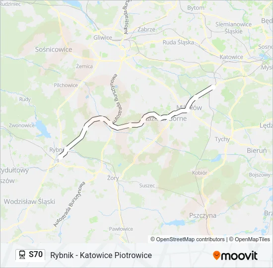 Поезд S70: карта маршрута