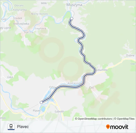 Поезд M7 BELIANSKY EXPRESS: карта маршрута