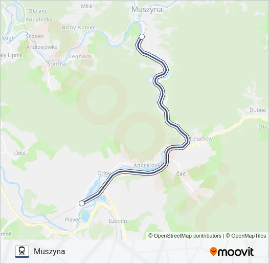 Поезд M7 BELIANSKY EXPRESS: карта маршрута
