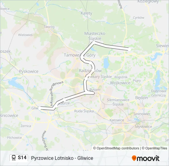 Поезд S14: карта маршрута