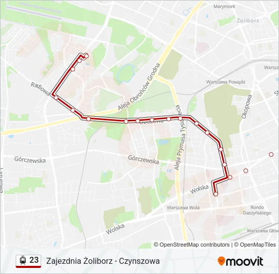 Трамвай 23: карта маршрута