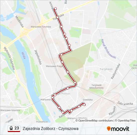 Трамвай 23: карта маршрута