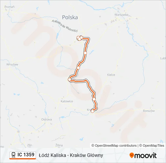 Поезд IC 1359: карта маршрута