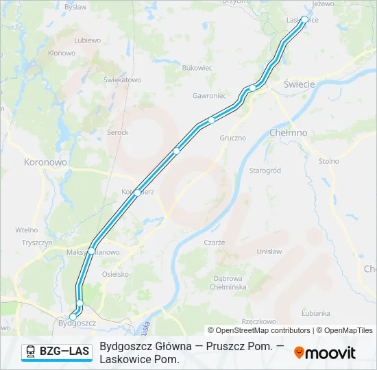 Поезд BZG—LAS: карта маршрута