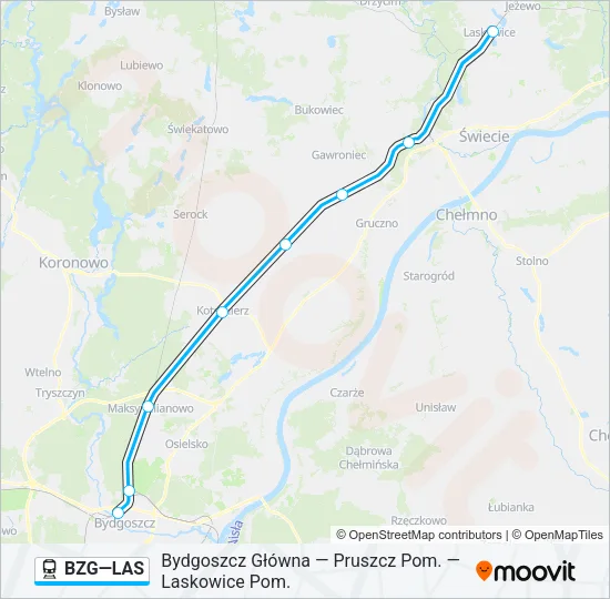 Поезд BZG—LAS: карта маршрута