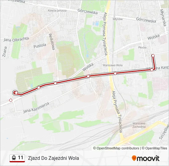 Трамвай 11: карта маршрута