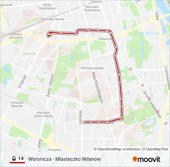 Трамвай 14: карта маршрута