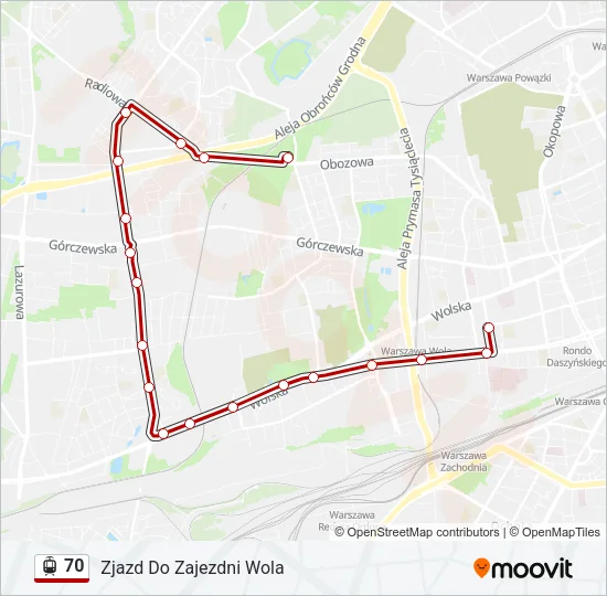 Трамвай 70: карта маршрута