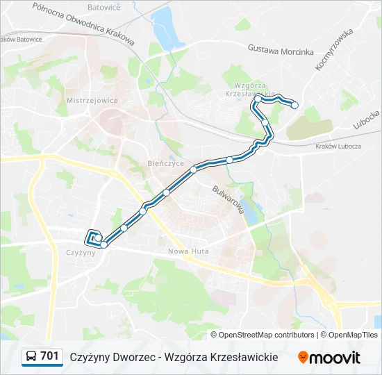Автобус 701: карта маршрута