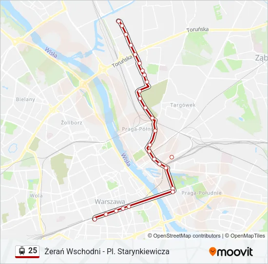 Трамвай 25: карта маршрута