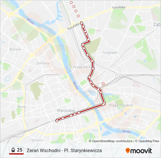 Трамвай 25: карта маршрута