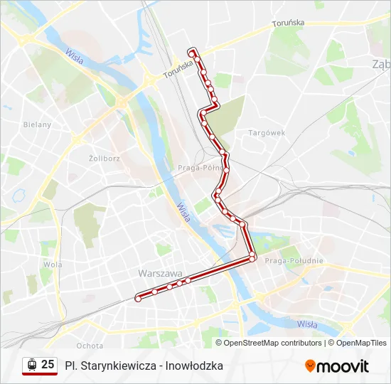 Трамвай 25: карта маршрута