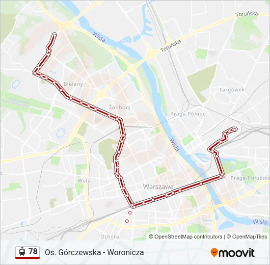 Трамвай 78: карта маршрута