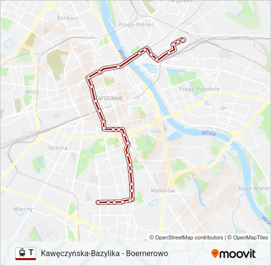 Трамвай T: карта маршрута