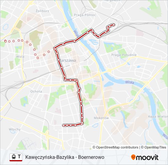 Трамвай T: карта маршрута