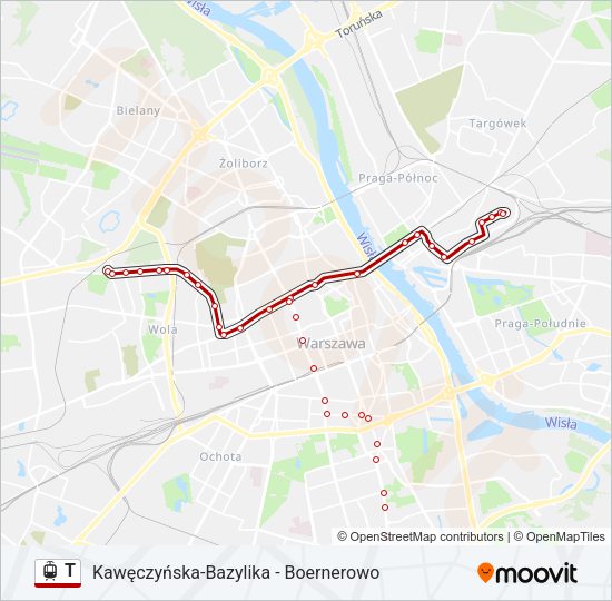 Трамвай T: карта маршрута
