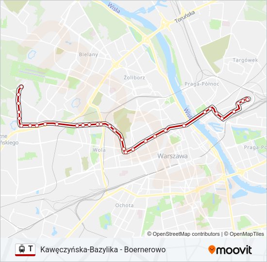 Трамвай T: карта маршрута