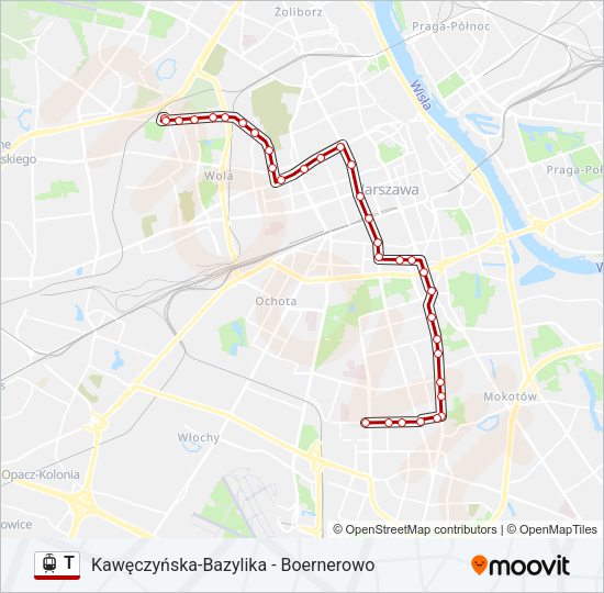 Трамвай T: карта маршрута