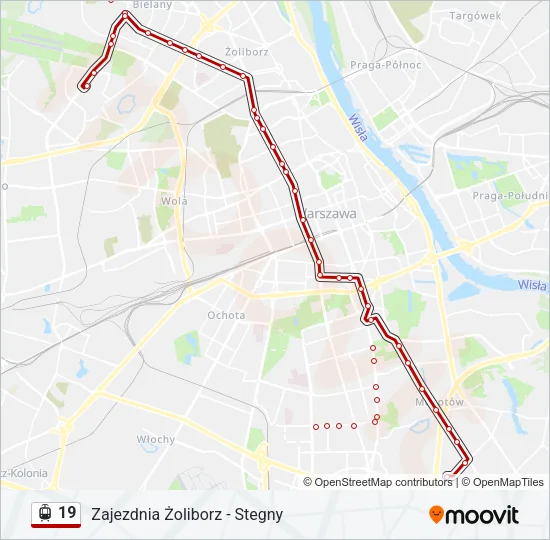 Трамвай 19: карта маршрута