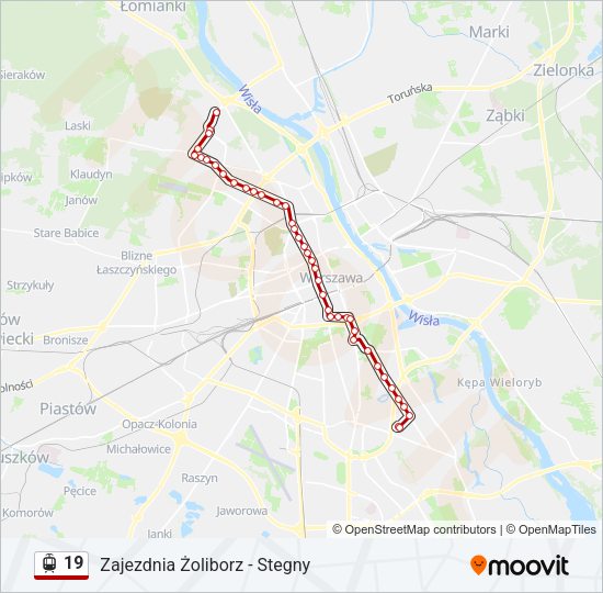 Трамвай 19: карта маршрута