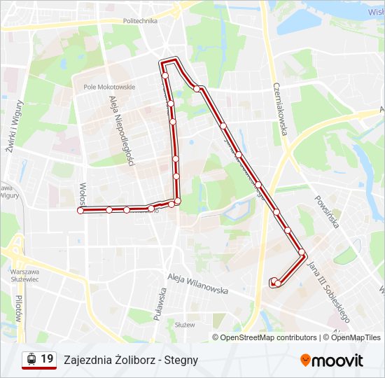 Трамвай 19: карта маршрута