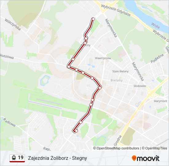 Трамвай 19: карта маршрута