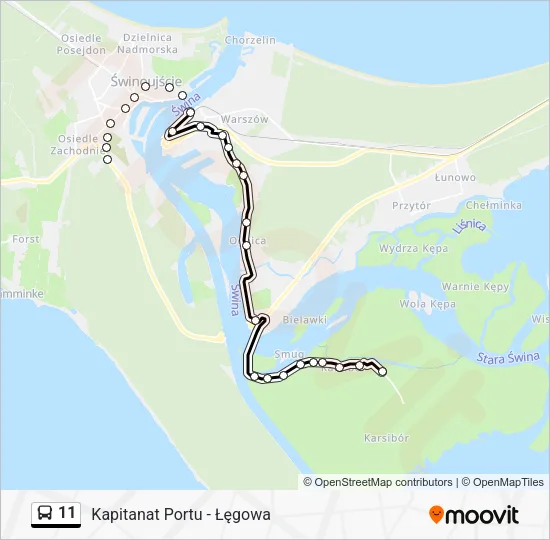 Автобус 11: карта маршрута
