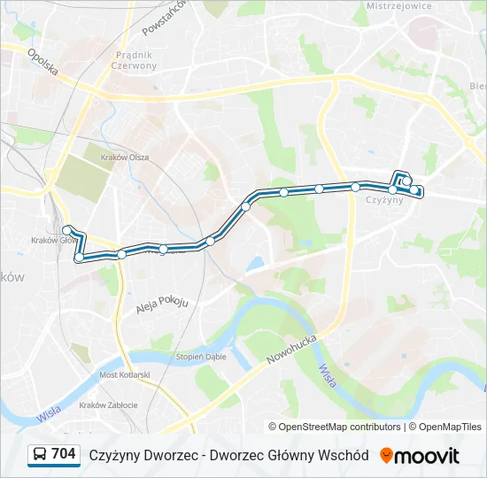 704 Bus Line Map