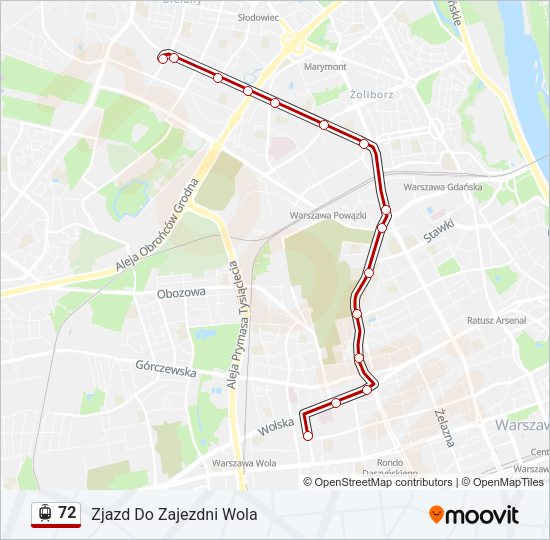 Трамвай 72: карта маршрута