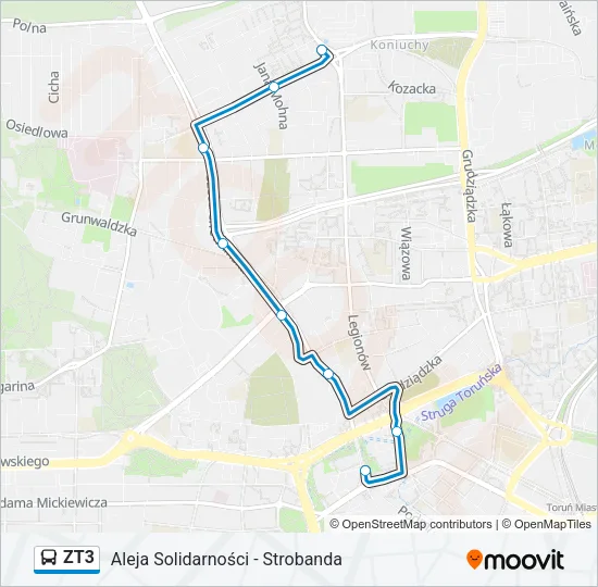 Автобус ZT3: карта маршрута