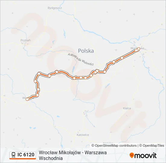 Поезд IC 6120: карта маршрута