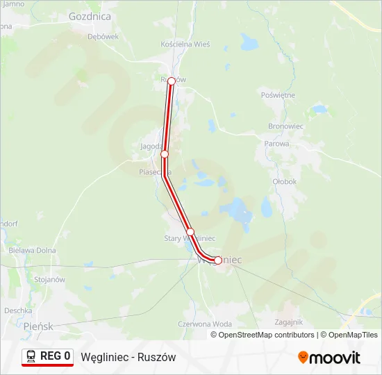 Поезд REG 0: карта маршрута