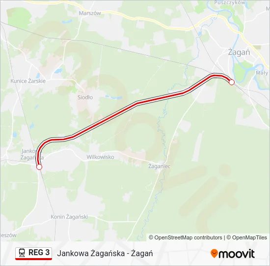 Поезд REG 3: карта маршрута