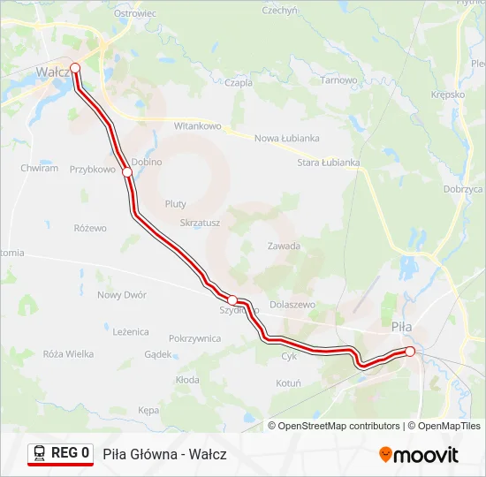 Поезд REG 0: карта маршрута
