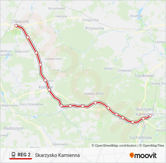 Поезд REG 2: карта маршрута
