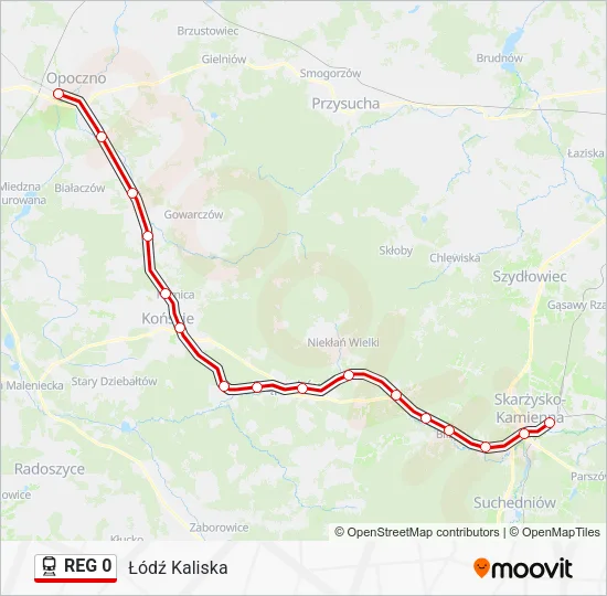 Поезд REG 0: карта маршрута
