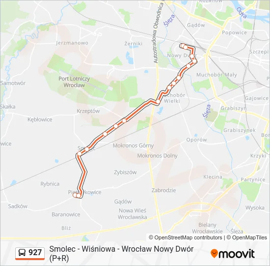 Автобус 927: карта маршрута