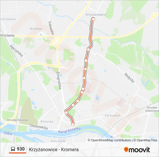 Автобус 930: карта маршрута